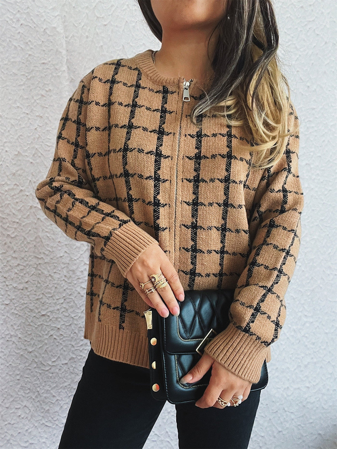 Drune | Cozy checked cardigan with pockets for everyday style