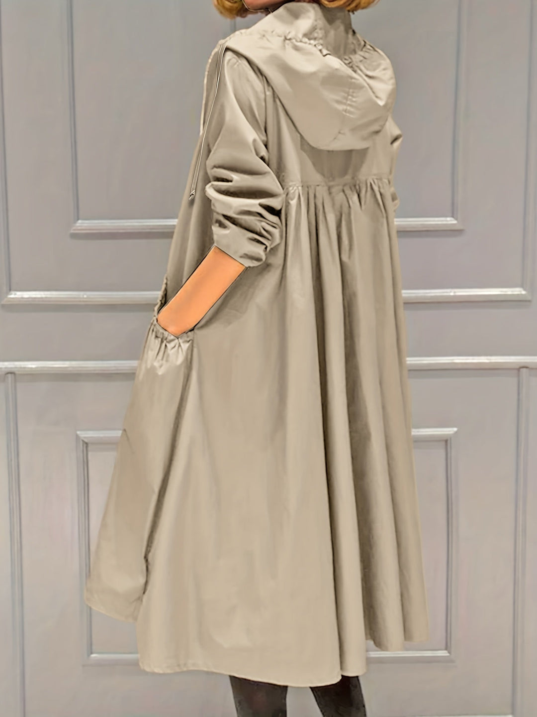 Drune | Damen Lässig Lange Jacke Mit Kapuze Und Reißverschluss