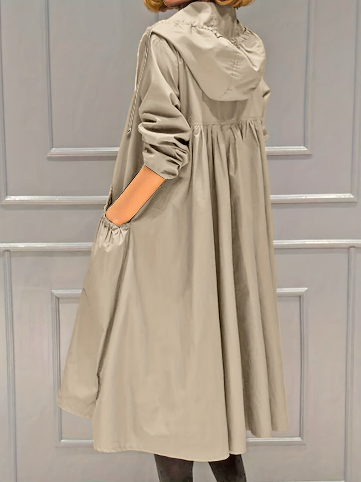 Drune | Damen Lässig Lange Jacke Mit Kapuze Und Reißverschluss