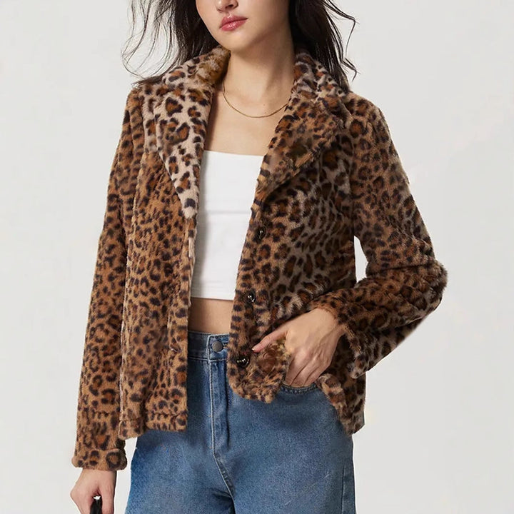 Drune | Jacke mit Revers mit Leopardenmuster