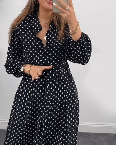 Drune | Kleid mit Gepunktetem Revers