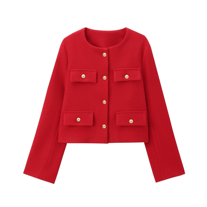 Drune | Hals Einfarbig Einreiher Jacke