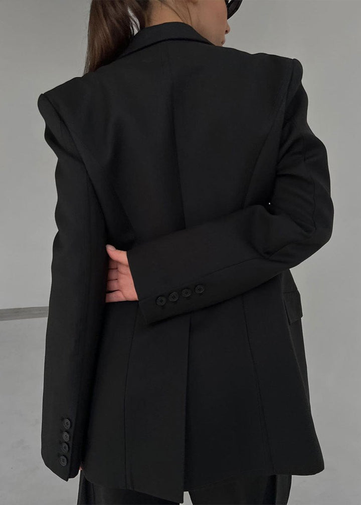 Drune | Schwarze V-Ausschnitt Anzugjacke - Elegante Raffinesse