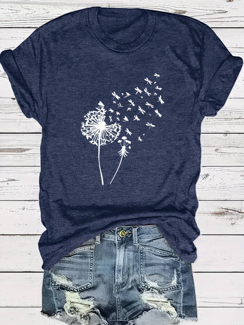 Drune | T-Shirt mit Löwenzahn-Print und Rundhalsausschnitt