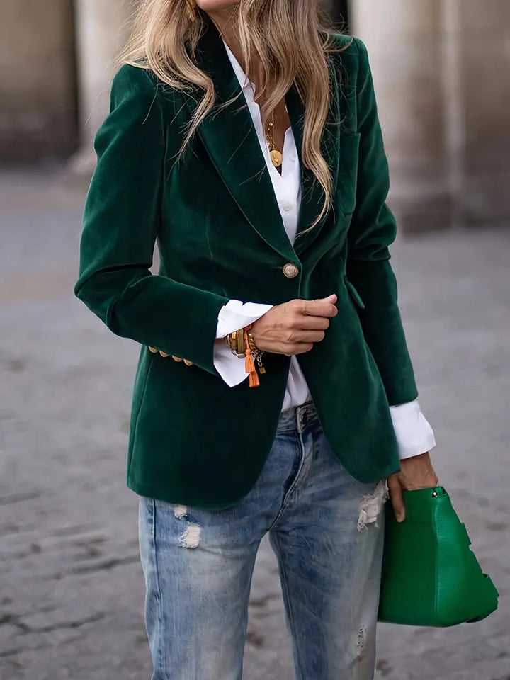 Drune | Blazer Taillierte Passform Samt Textur Einreiher Mit Revers