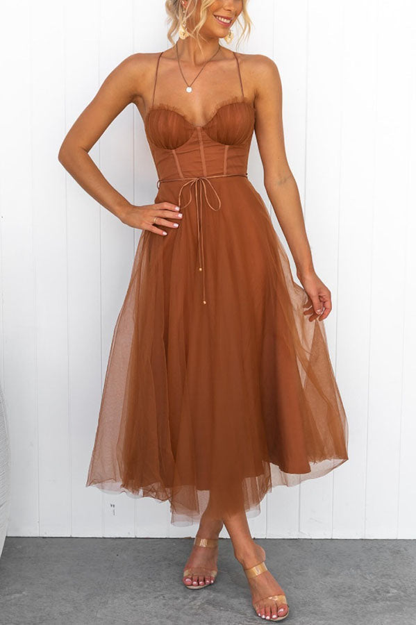 Drune | Maxi Kleid Elegantes Fließendes Design V-Ausschnitt Ärmellos Leichtes Gewebe