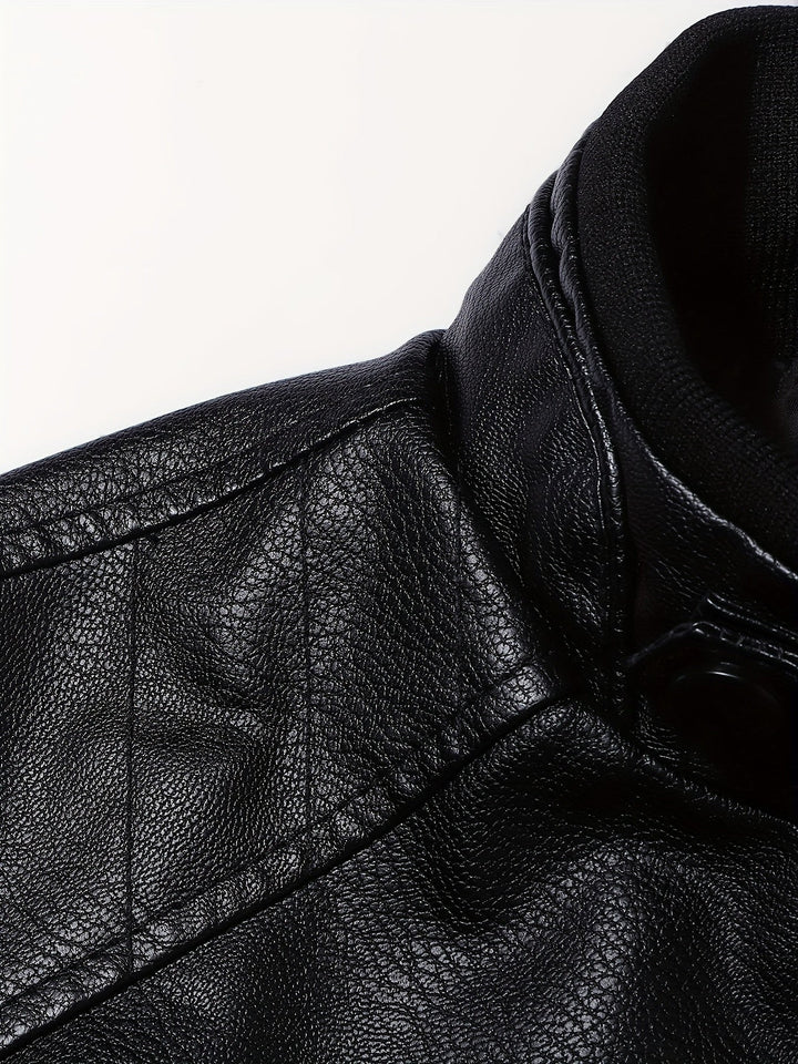 Drune | Lederjacke mit Stehkragen und Reißverschlussärmeln