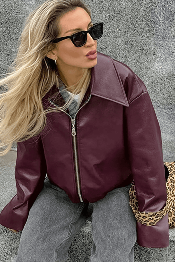 Drune | Kurze Kunstlederjacke