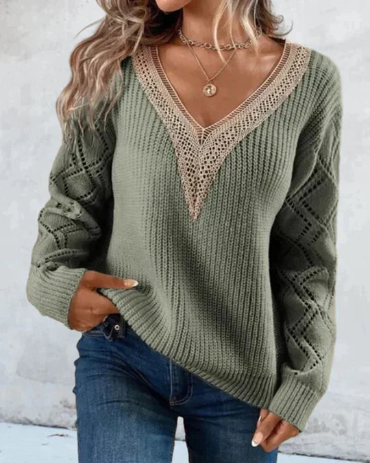 Drune | Gemütlicher Strick V-Ausschnitt Pullover