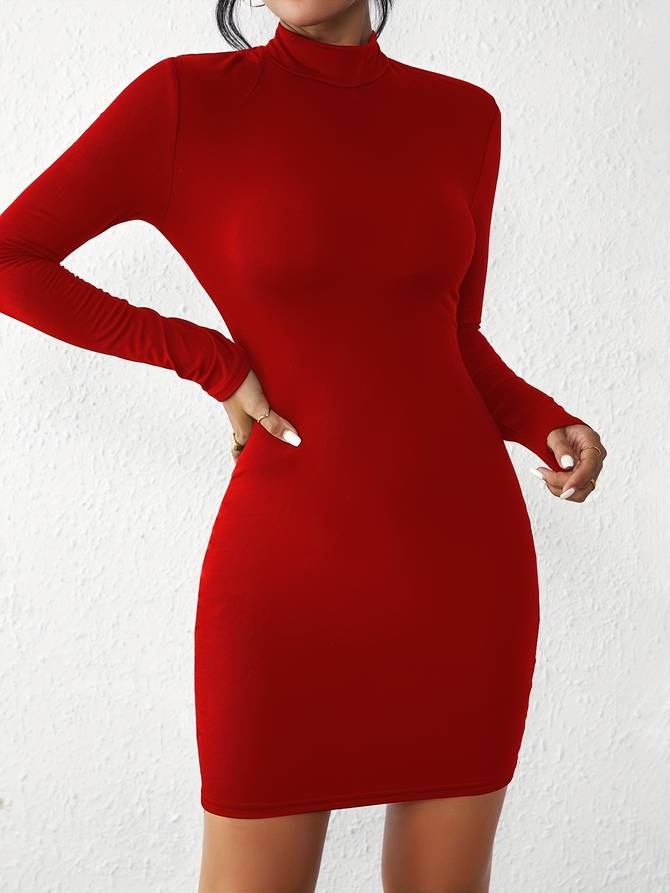 Drune - Klassisches Bodycon Kleid mit Rollkragen