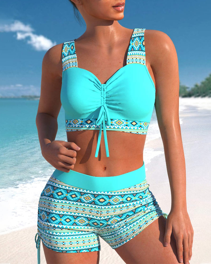 Drune | Bikini-Set mit Bedruckten Shorts