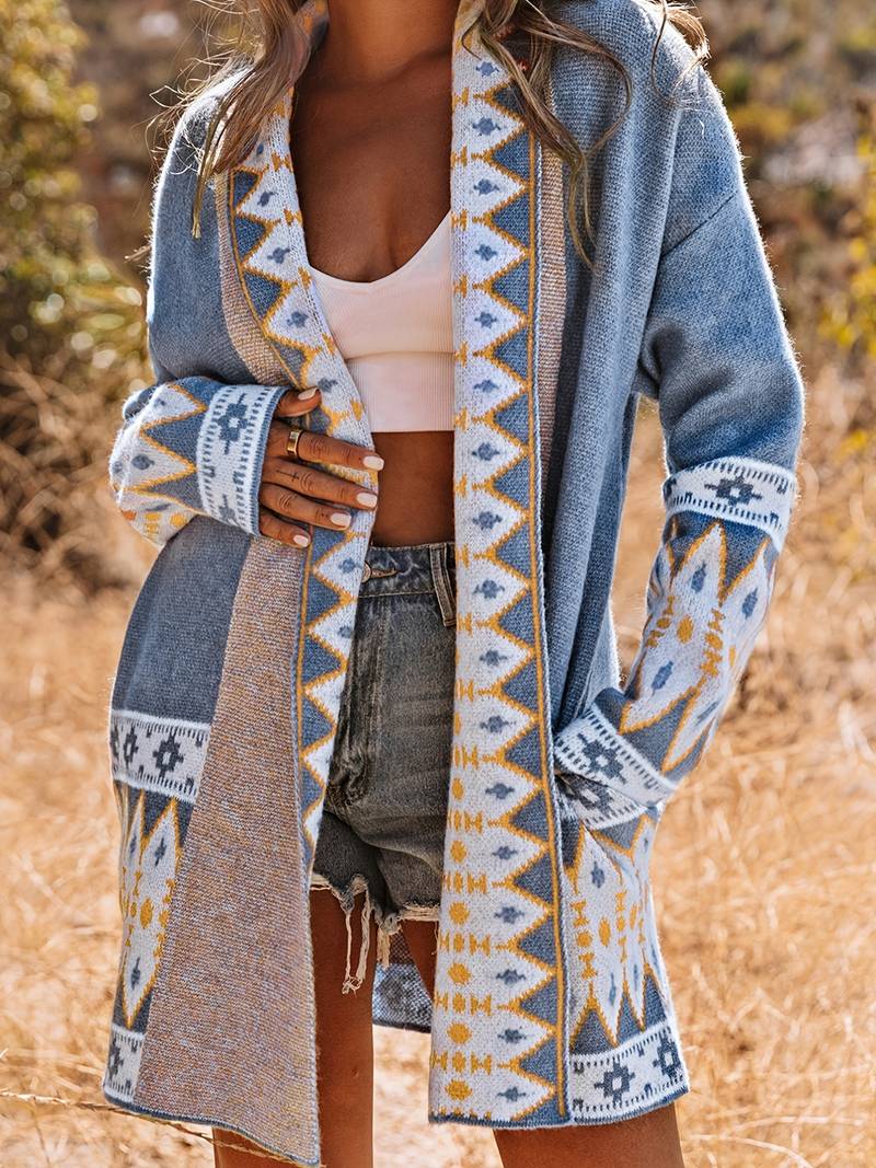 Drune - Aztekenmuster-Strickjacke
