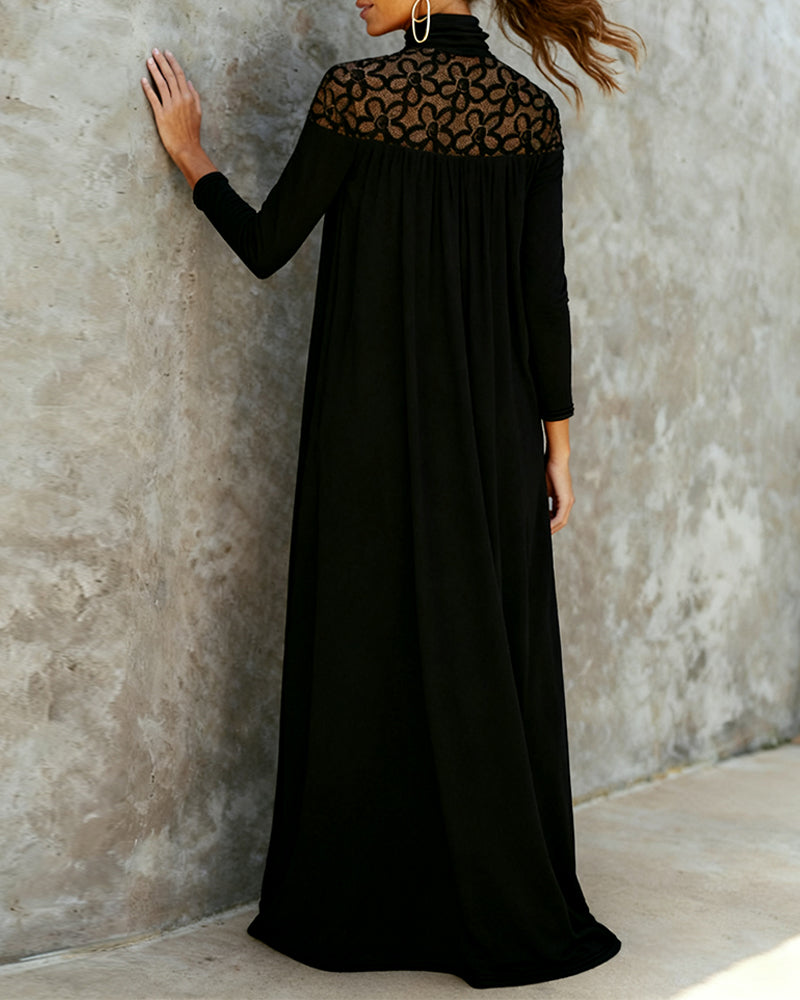 Drune | Kleid mit Stehkragen Aus Mesh und Patchwork