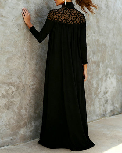 Drune | Kleid mit Stehkragen Aus Mesh und Patchwork