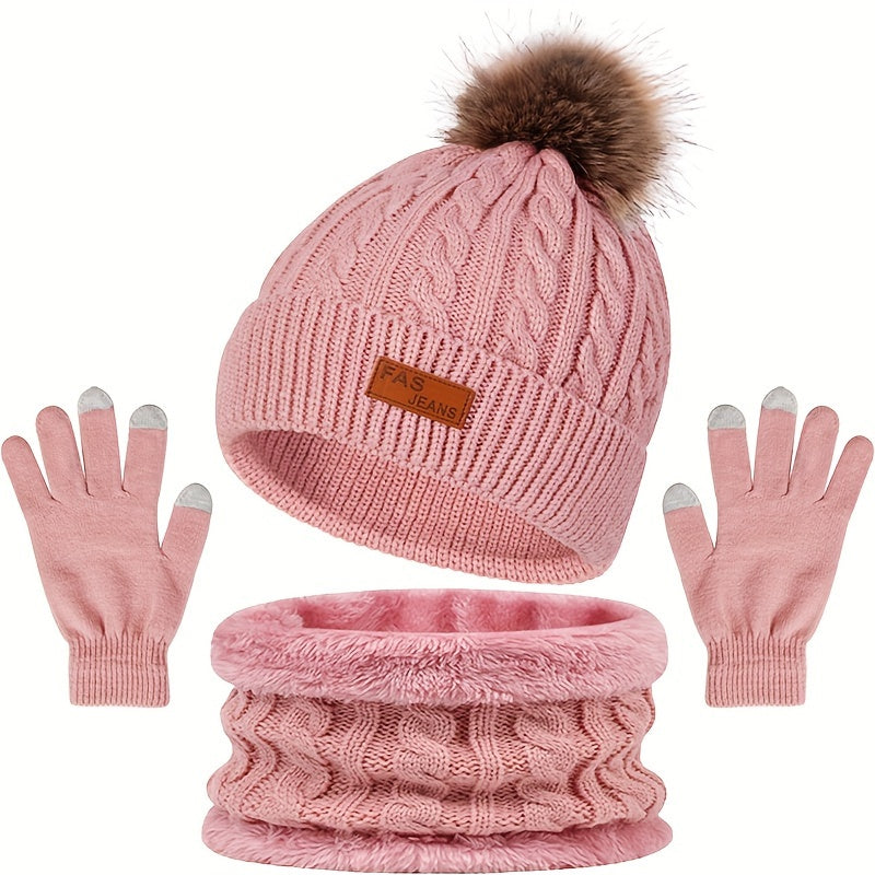 Drune | Lässiges Winter Essential Mütze und Handschuh Set für Frauen