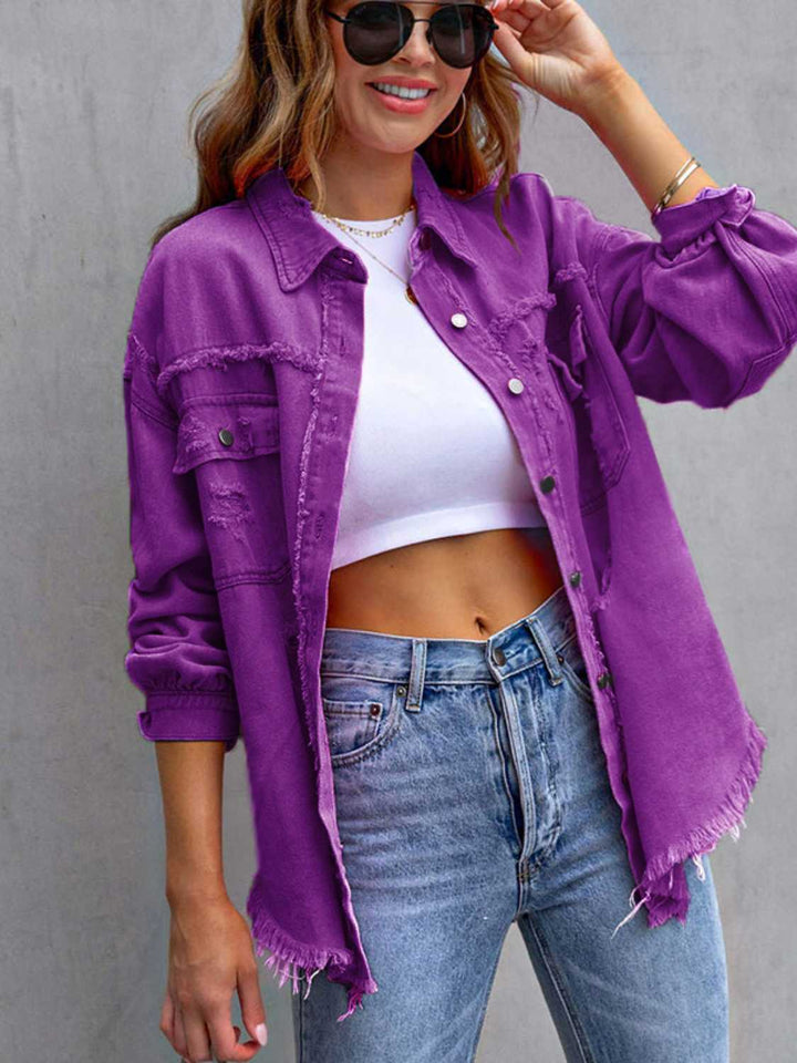 Drune | Distressed Drop Shoulder Denimjacke