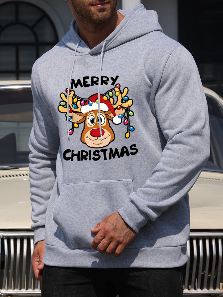 Drune | Weihnachtskapuzenpullover mit Rentierdruck Polyester Frohe Weihnachten Design