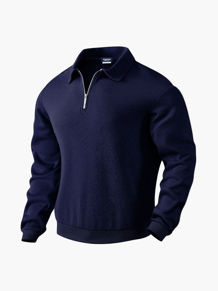 Drune | Halb-Zip Pullover mit Strukturmuster - Smart-Casual Stil für Alltag und Büro