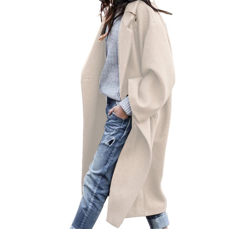 Drune | Elegante lange Freizeitjacke aus Wolle mit Taschen für Frauen