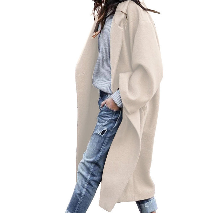Drune | Elegante lange Freizeitjacke aus Wolle mit Taschen für Frauen
