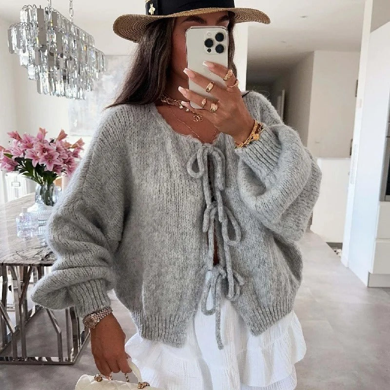 Drune | Strickcardigan mit Schleifen Weich und Warm Trendy Look