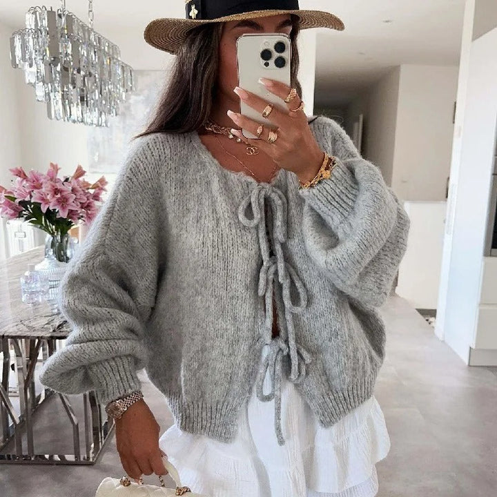 Drune | Strickcardigan mit Schleifen Weich und Warm Trendy Look