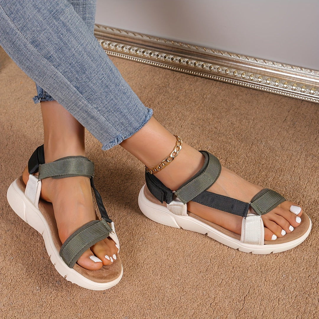 Drune | Damen Sandalen: Farbblock, Rutschfest, Elegant, Leicht, Outdoor, Sommer