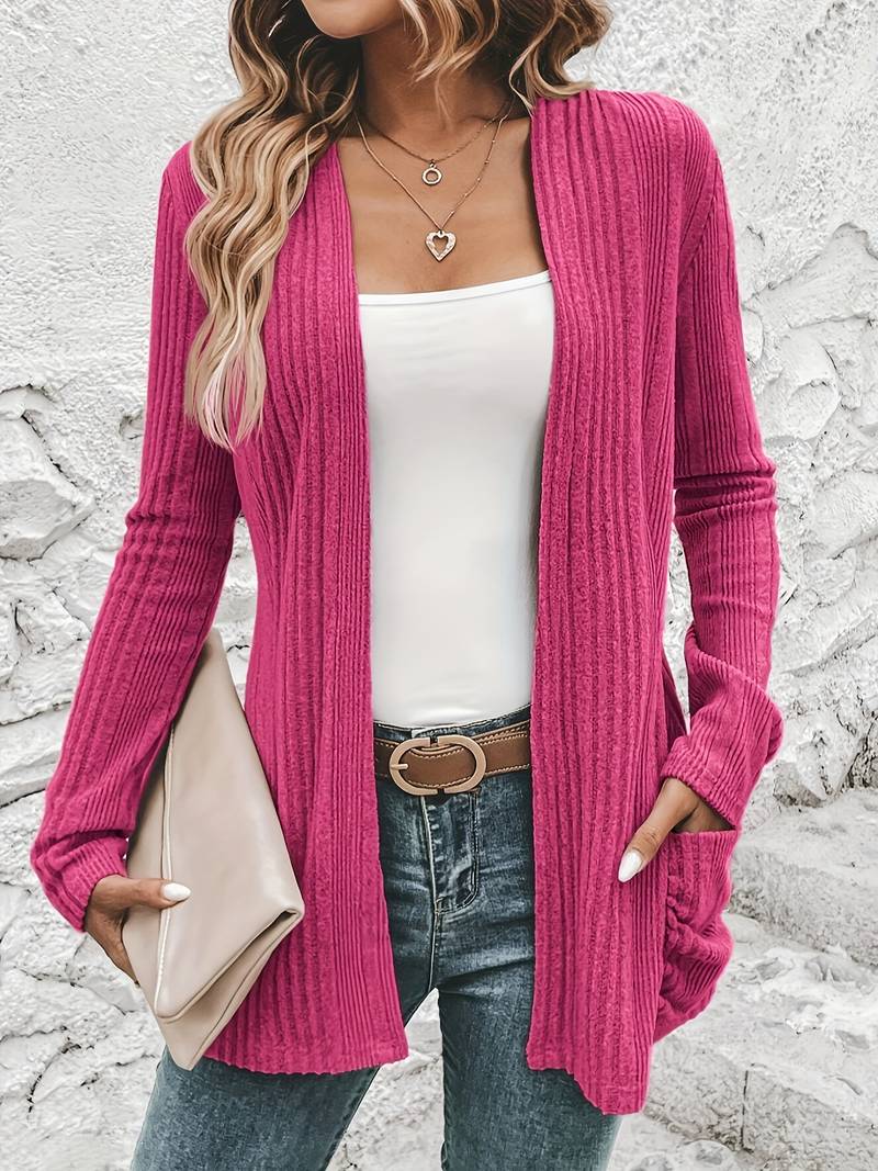 Drune | Langärmliger Strickjacke Mit Offener Vorderseite Und Zwei Taschen