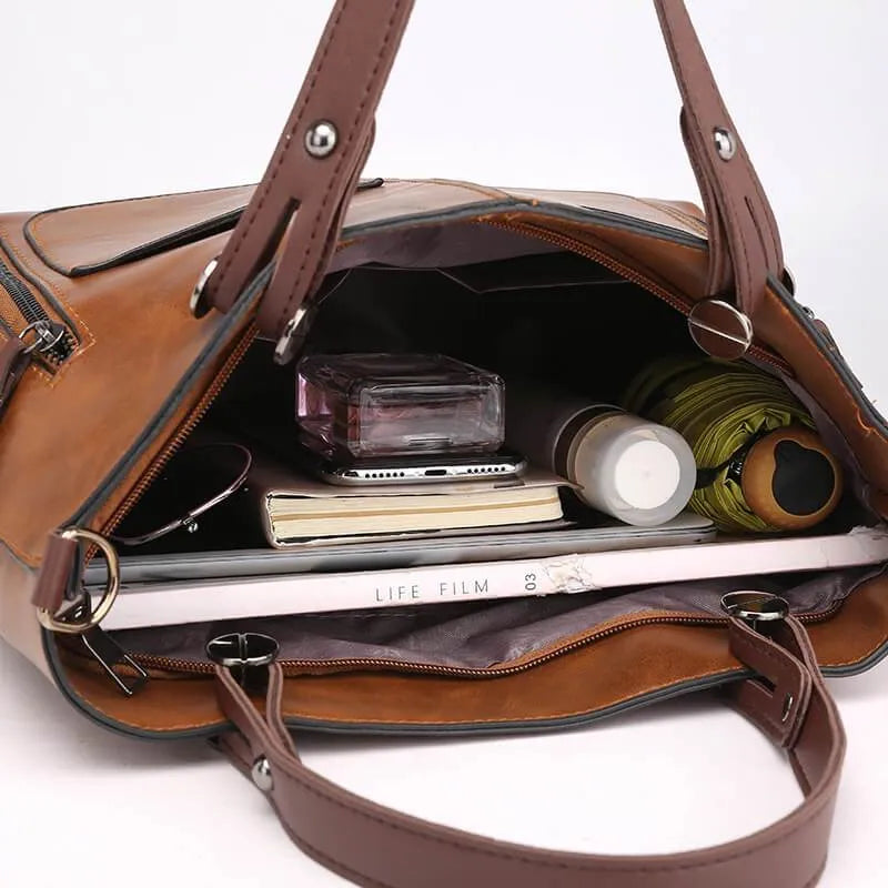 Drune | Vintage Leder Schultertasche für Damen - Stilvolle und Nachhaltige Handtasche