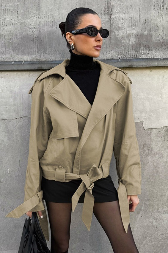 Drune | Khaki Gurtel Trenchjacke