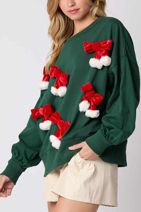 Drune | Weihnachts Schleife Verziert Lässiges Langärmeliges Sweatshirt