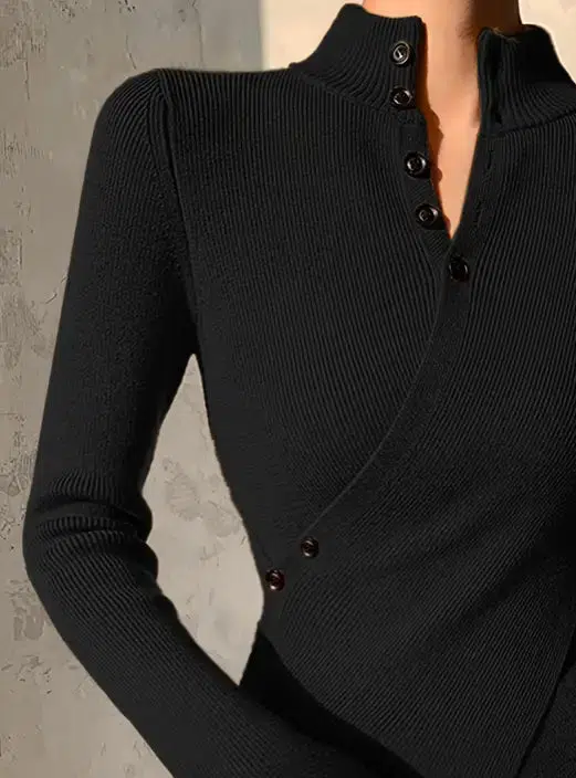 Drune | Asymmetrisch Strukturstrick Bluse Polyester-mischung Elegant und Modern