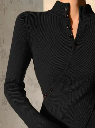 Drune | Asymmetrisch Strukturstrick Bluse Polyester-mischung Elegant und Modern