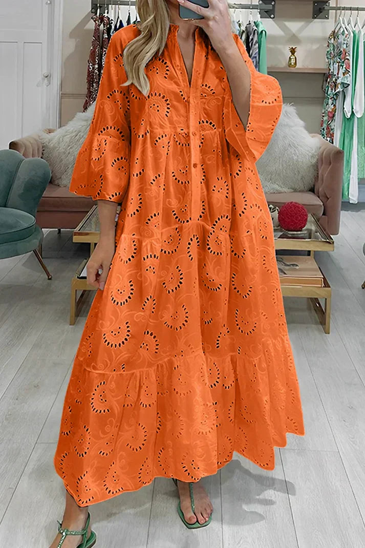 Drune | Elegantes Kleid mit Lochstickerei