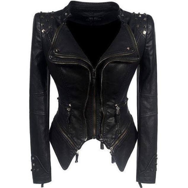 Drune | Damen Nieten PU Lederjacke