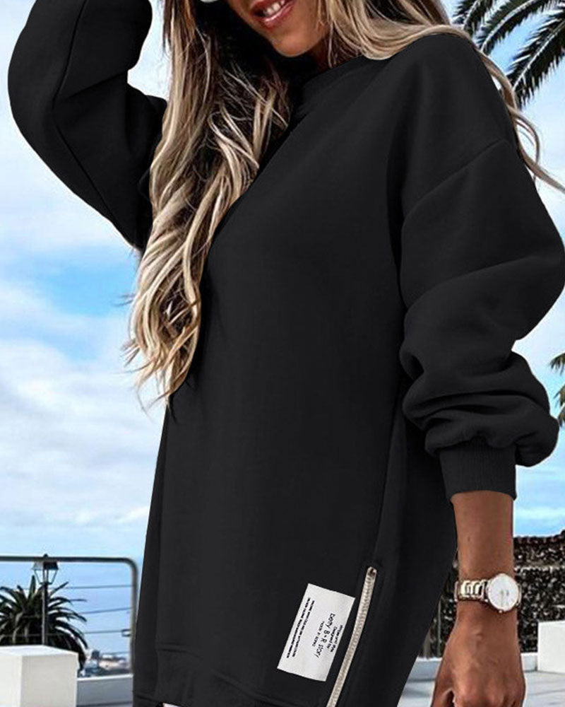 Drune | Sweatshirtkleid mit Langen Ärmeln Reißverschluss und Schlitz