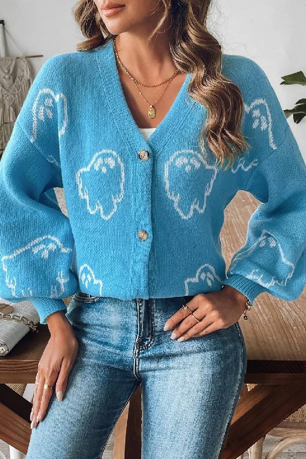 Drune | Lockere lässige Cartoon Jacquard-Jacke