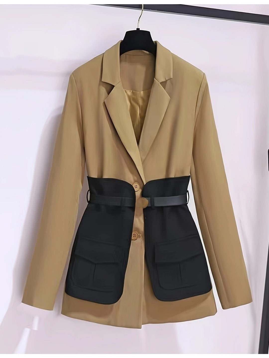 Drune | Eleganter, französisch inspirierter Trenchcoat mit Farbblock, britischem Stil und Polyesterstoff für Damen - Perfekt für legere Tage