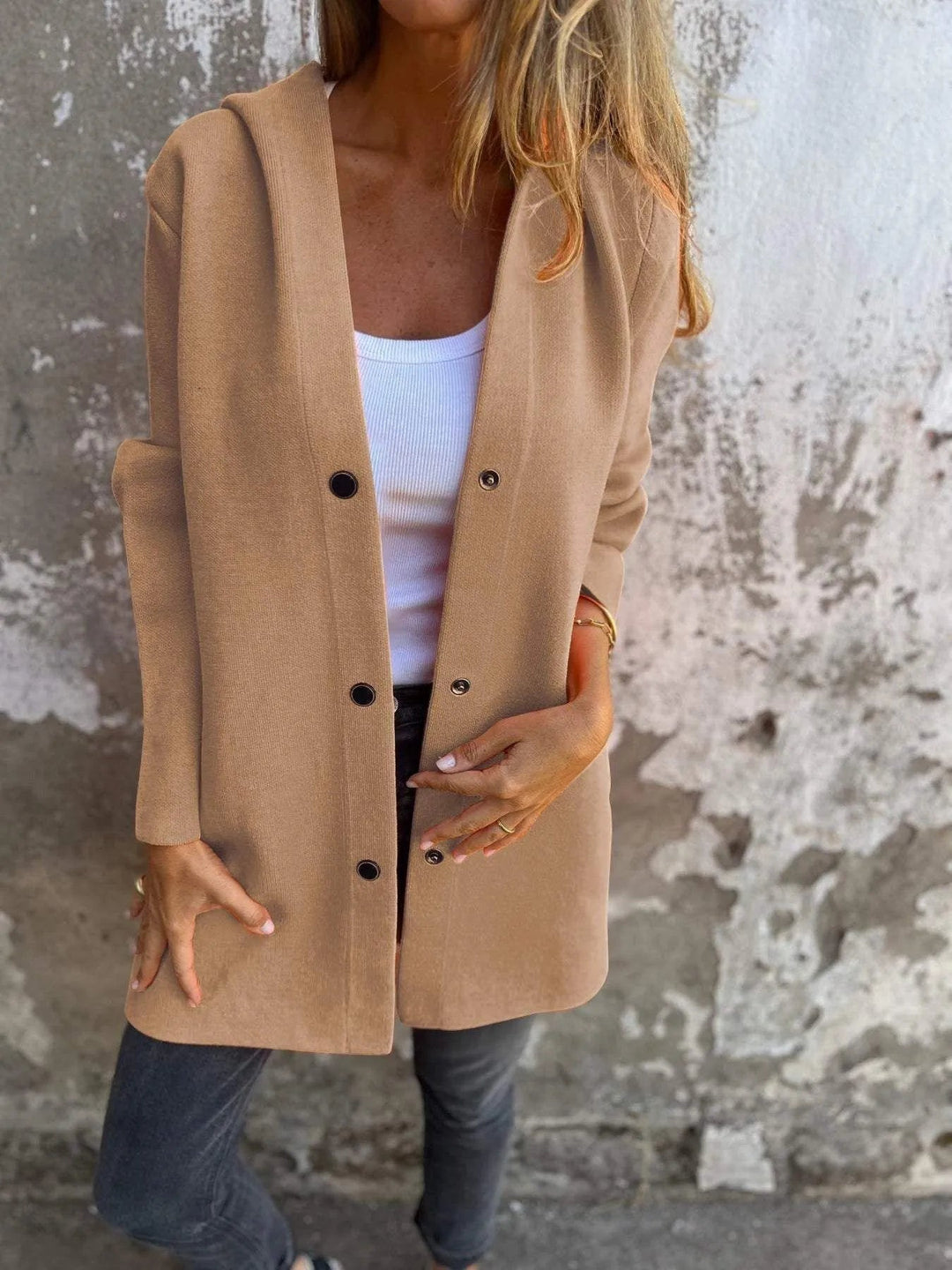 Drune | Lässiger einreihiger Cardigan mit Kapuze
