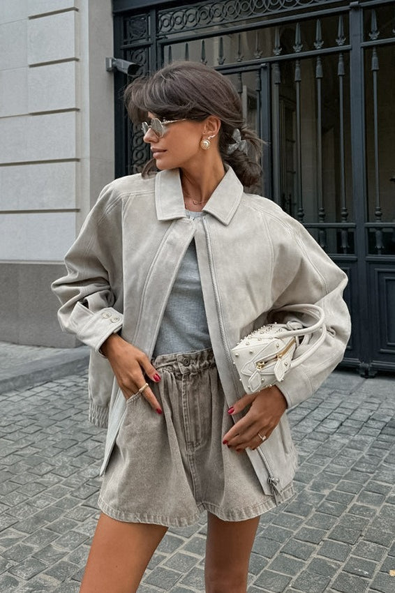 Drune | Vintage Grau Lange Ärmel Jacke