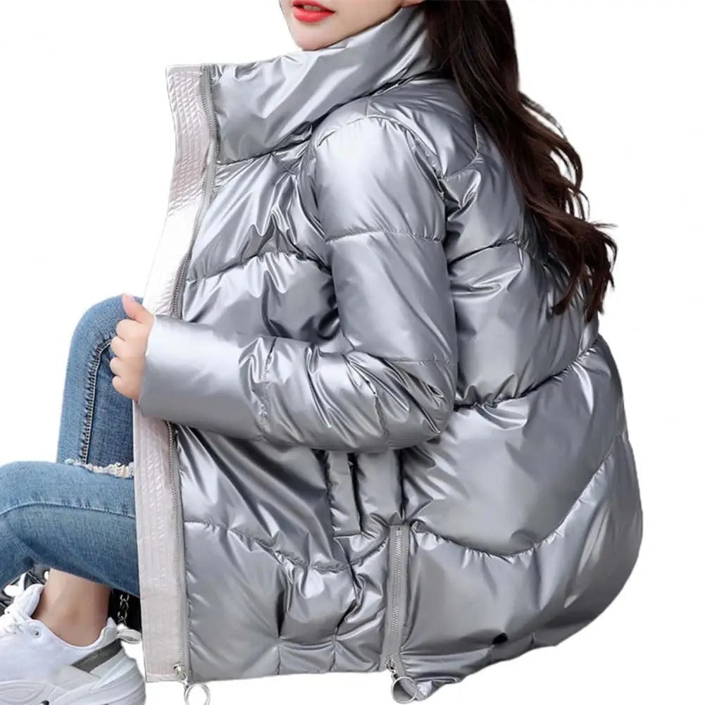 Drune | Steppjacke Gequiltet Und Leicht Hoher Kragen Glänzende Oberfläche Warm Und Bequem