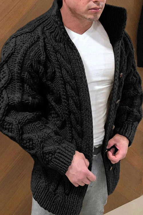 Drune | Herrenstrickjacke mit Stehkragen