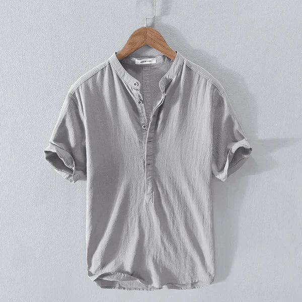 Drune | Casual Henley T Shirt mit Knopfleiste und Kurzarm