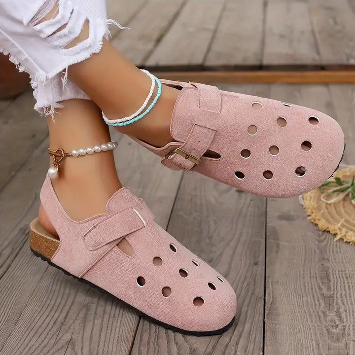 Drune | Retro Kork Clogs Mit Geschlossener Spitze Und Schnallenriemen
