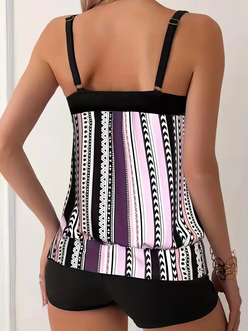 Drune | Gestreifter Tankini mit Druck