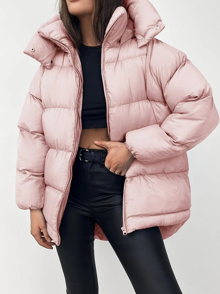 Drune | Kurze Kapuzen Pufferjacke mit Hohem Kragen und Gestepptem Design