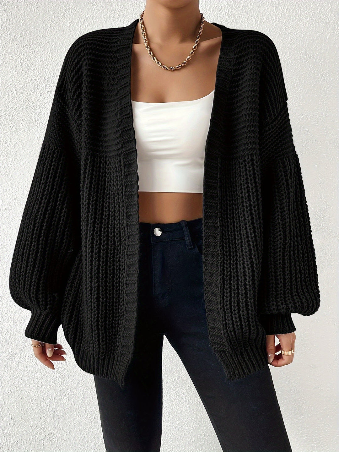Drune | gemütlicher grob gestrickter Drop-Shoulder Strickcardigan für Damen - Perfekt für Gemütliche Tage
