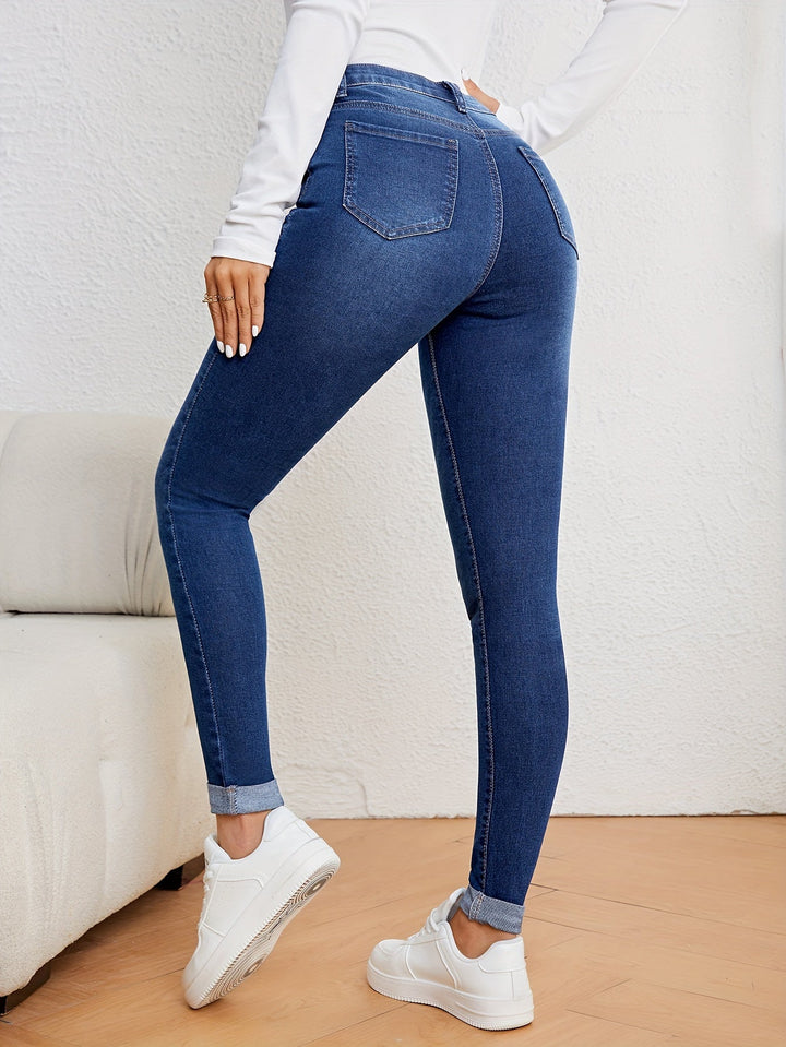 Drune | Olivgrüne High Waist Slim Fit Jeans Mit Stretch Denim