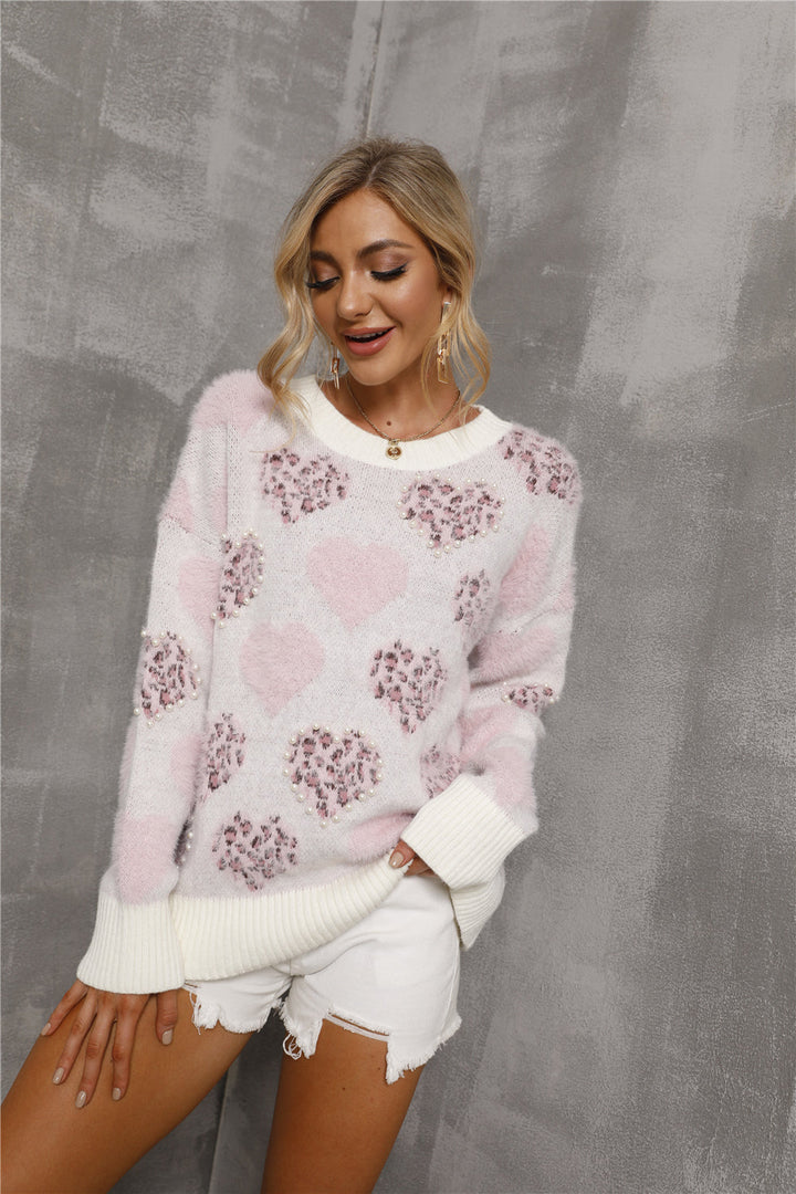 Drune Perlenliebe Muster Übergrößen Pullover