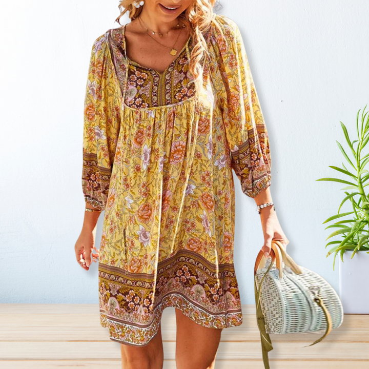 Drune | Bohemian Maxikleid mit Bauchabdeckung